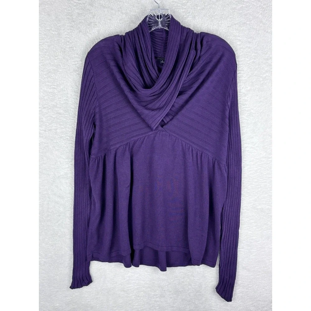 Chadwick's Women's Rayon Cowl Neck Purple Sweater Long Sleeve Size‎ XL
